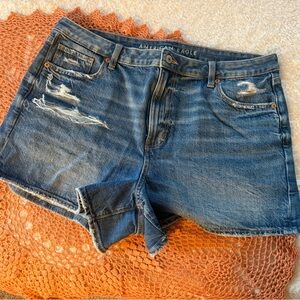 American Eagle Outfitters Women's Distressed Blue Denim Shorts